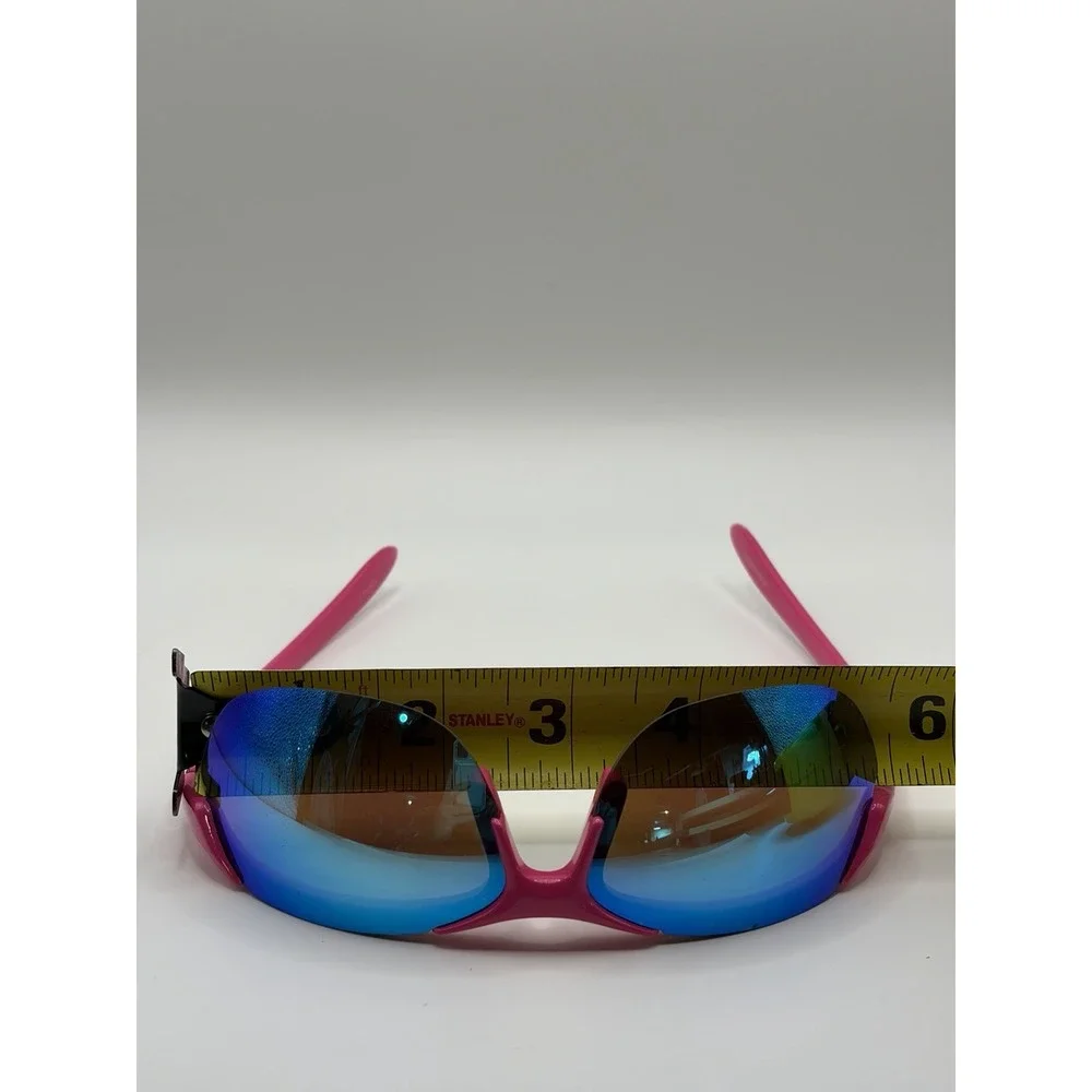 FOSTER GRANT SHAPE AFH 19 SUNGLASSES PINK & BLUE SEMI RIMLESS WRAP STYLE